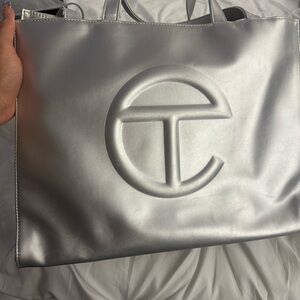 Telfar Metallic Silver Tote Bag